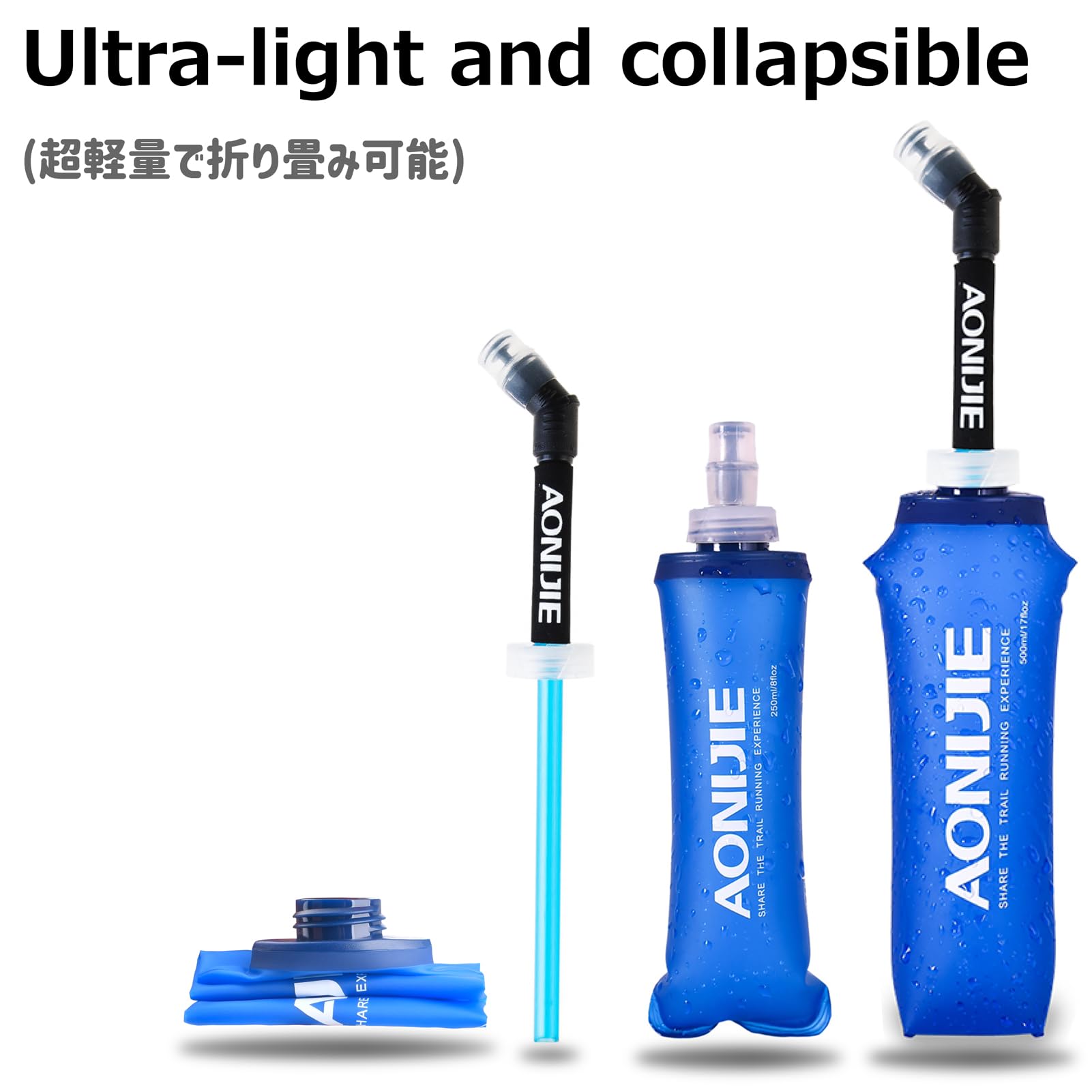 Azarxis Tpu Soft Flask Collapsible Water Bottles Bpa-Free 250Ml 500Ml For Hydration Vest Pack Running Hiking Cycling Climbing (5